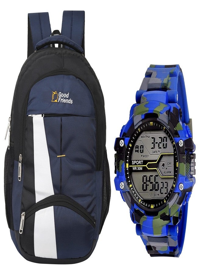 Goodfriends GOOD FRIENDS Business Office College Travel Bags for Men with Digital Army Watch - Image 1